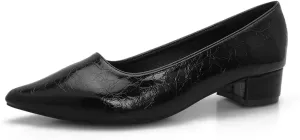 1 Inch Slip On Pointed Closed Toe Pumps for Women Comfortable Low Block Chunky Work Heels Women's Black Red Dressy Pump Shoes for Business Meeting Party