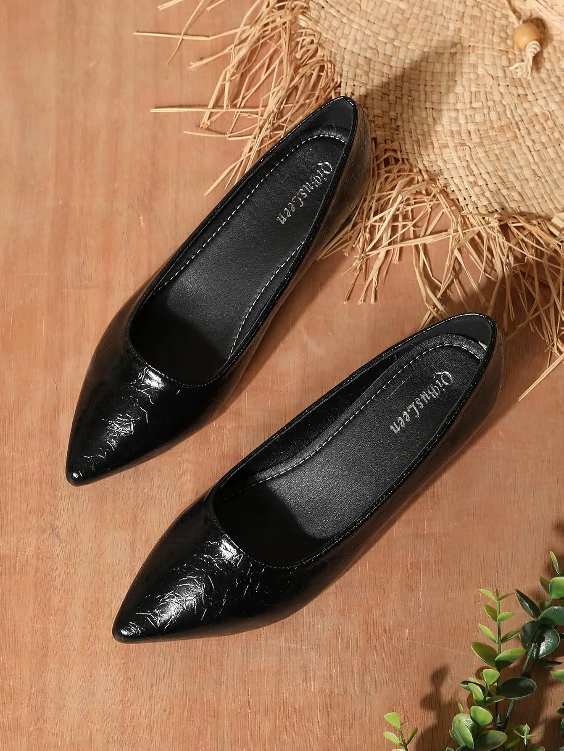 1 Inch Slip On Pointed Closed Toe Pumps for Women Comfortable Low Block Chunky Work Heels Women's Black Red Dressy Pump Shoes for Business Meeting Party