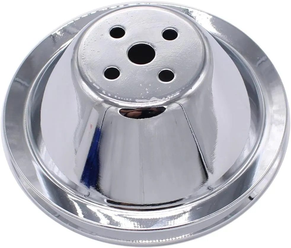 1 PC SHLPDFM Pulley Chrome Polished Silver Steel SWP 5/8" Single-Groove Short Water Pump Pulley Compatible with Small Block Chevy SBC 262 265 267 283 302 305 307 327 350 400