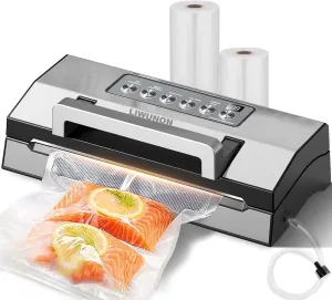 2025 Upgraded Precision Fast-Vacuum Sealer – LIWUNON Commercial Full Automatic Food Vacuum Sealer Machine, Double Heat Seal, Built-in Cutter&Large Bag Storage, Pro Food Vacuum Saver with Starter Kits