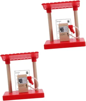 2pcs Train Track Accessories Wood Gas Station Pretend roadblock Toy Wooden Gas Pump playset Woody Toy Bulk Toys for Gas Station Toy for Over 3 Years Old