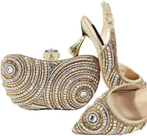 All-Match Stiletto Heel Square Toe Party Office Women Sandals Crossbody Bag Set