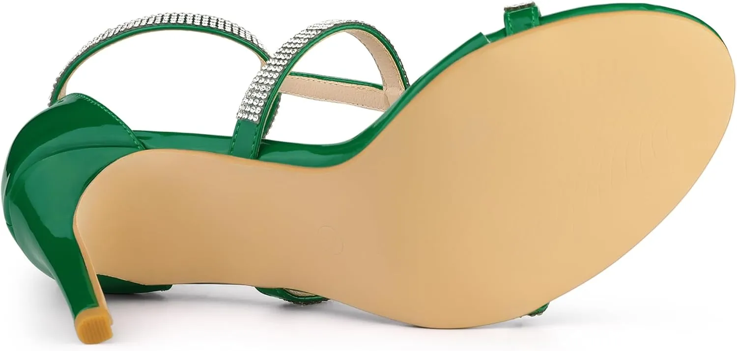 Allegra K Women's Rhinestone Ankle Strap Stiletto High Heel Sandals