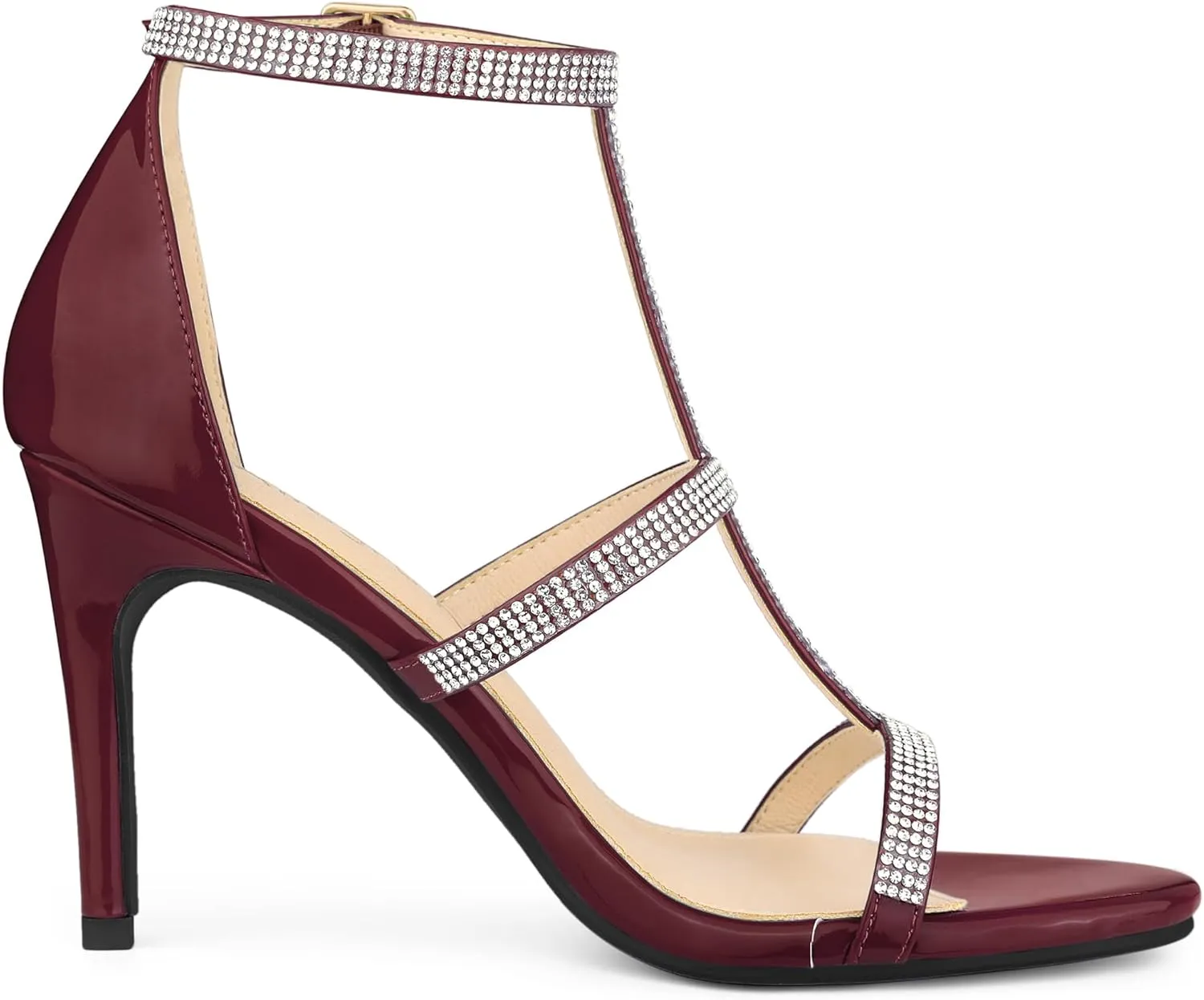 Allegra K Women's Rhinestone Ankle Strap Stiletto High Heel Sandals