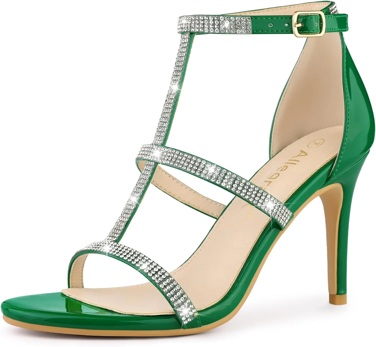 Allegra K Women's Rhinestone Ankle Strap Stiletto High Heel Sandals