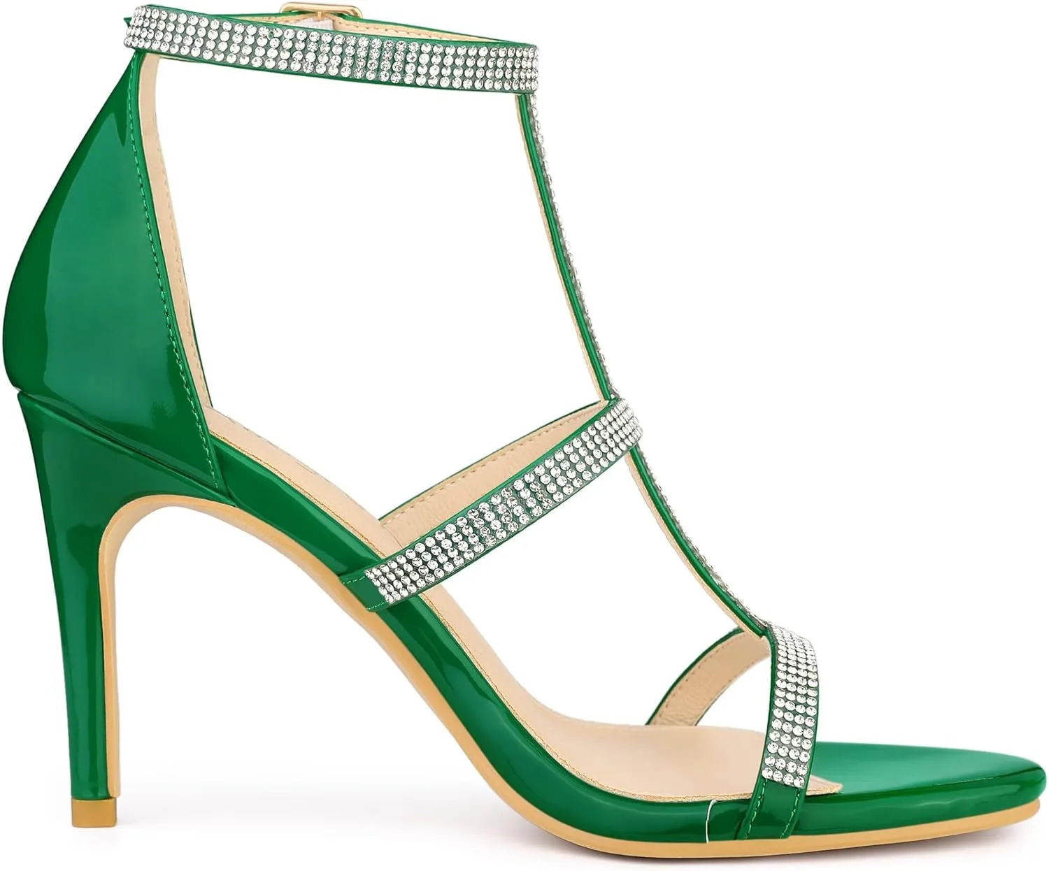 Allegra K Women's Rhinestone Ankle Strap Stiletto High Heel Sandals