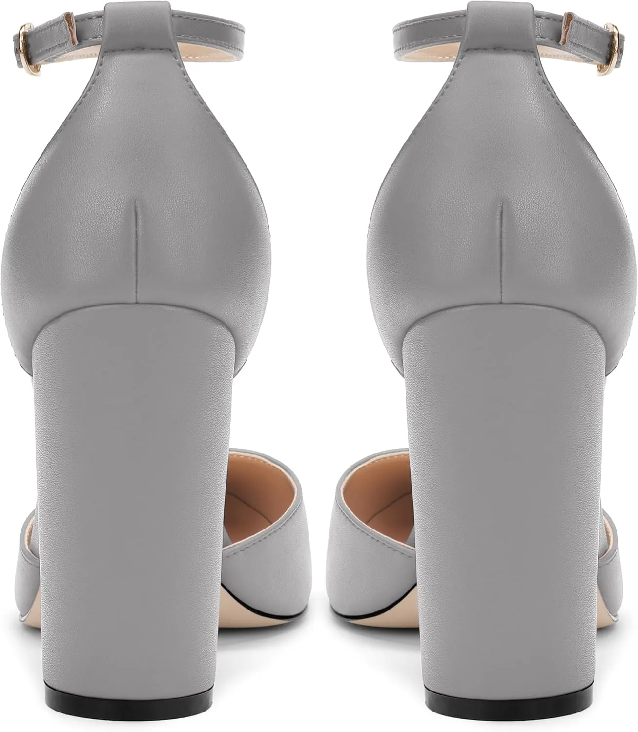 Ankle Strap Heels for Women,Chunky Block Closed Pointed Toe Matte Pumps,Dress Wedding Party Shoes 3 Inch