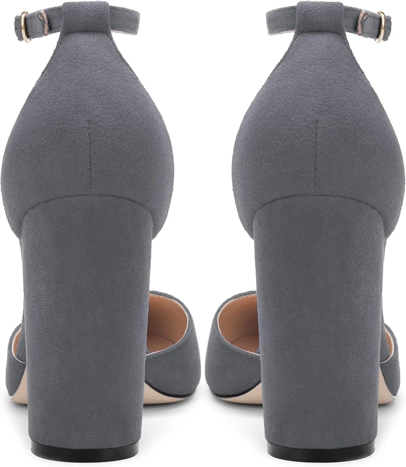 Ankle Strap Heels for Women,Chunky Block Closed Pointed Toe Pumps,Dress Wedding Party Shoes 3 Inch