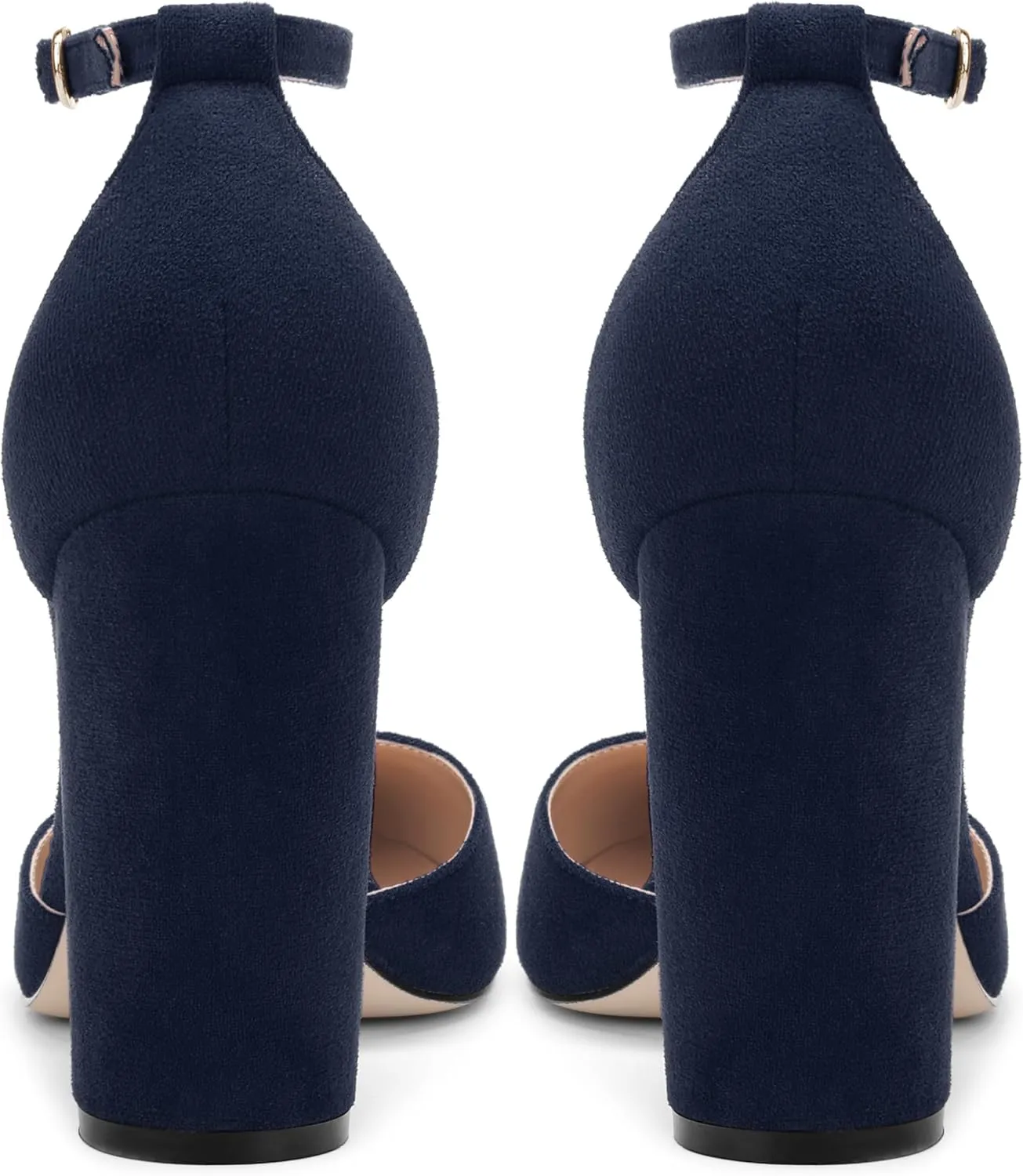 Ankle Strap Heels for Women,Chunky Block Closed Pointed Toe Pumps,Dress Wedding Party Shoes 3 Inch