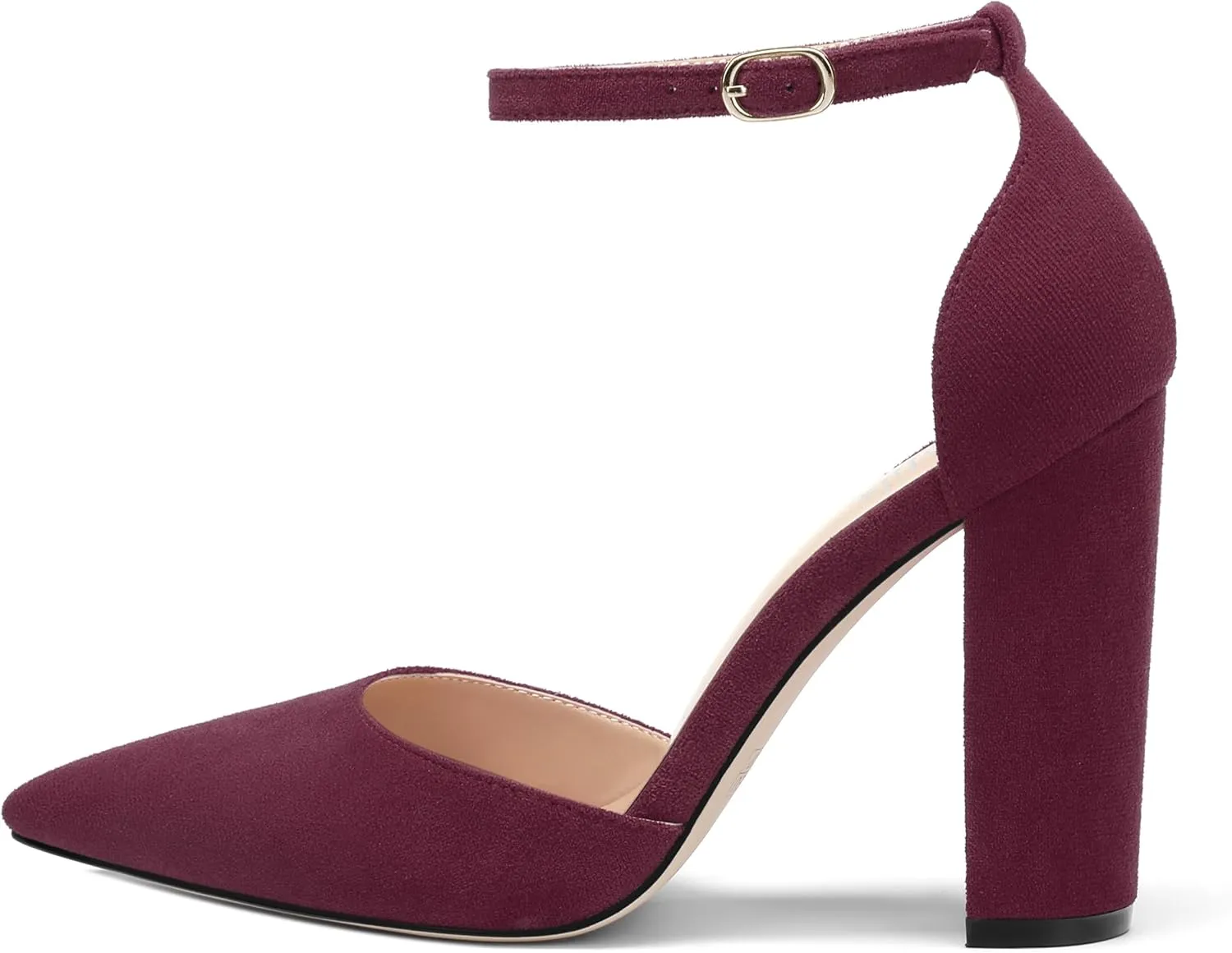 Ankle Strap Heels for Women,Chunky Block Closed Pointed Toe Pumps,Dress Wedding Party Shoes 3 Inch