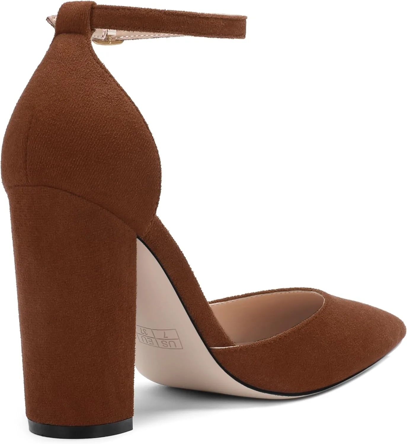 Ankle Strap Heels for Women,Chunky Block Closed Pointed Toe Pumps,Dress Wedding Party Shoes 3 Inch