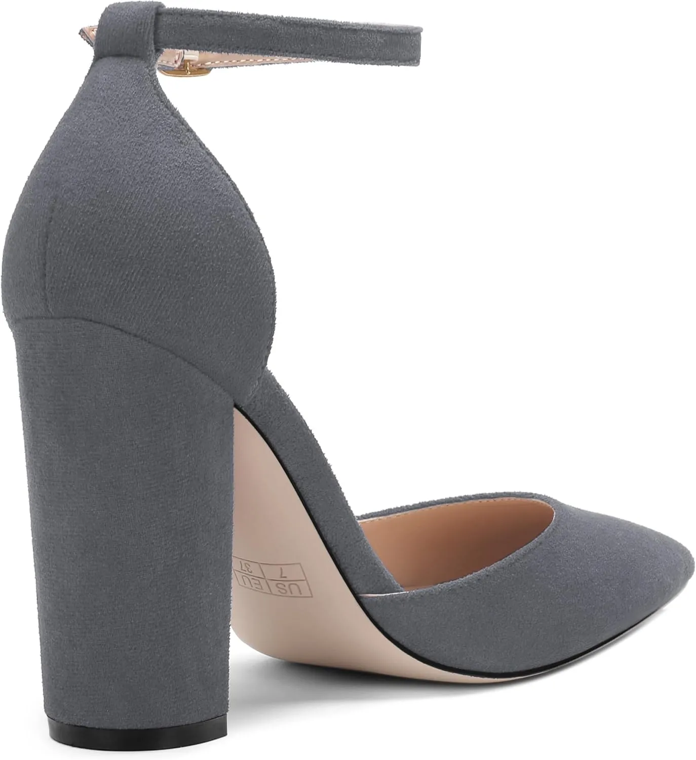 Ankle Strap Heels for Women,Chunky Block Closed Pointed Toe Pumps,Dress Wedding Party Shoes 3 Inch