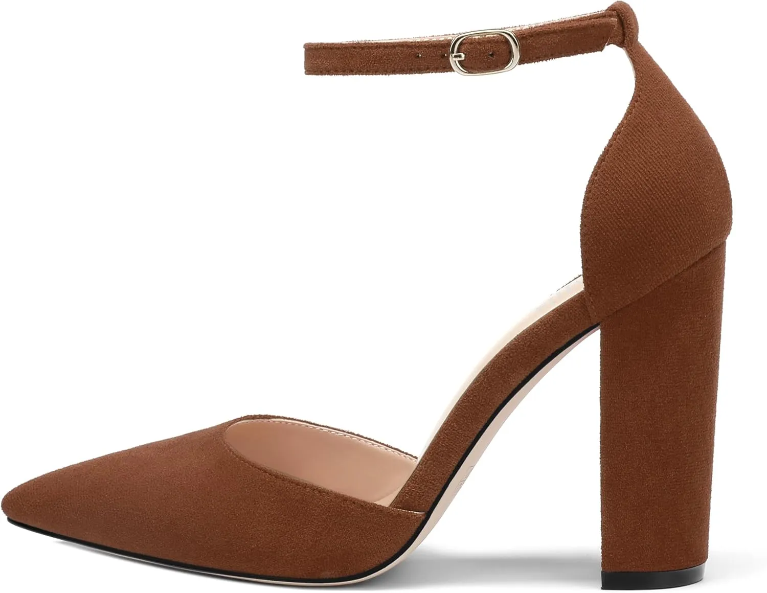 Ankle Strap Heels for Women,Chunky Block Closed Pointed Toe Pumps,Dress Wedding Party Shoes 3 Inch
