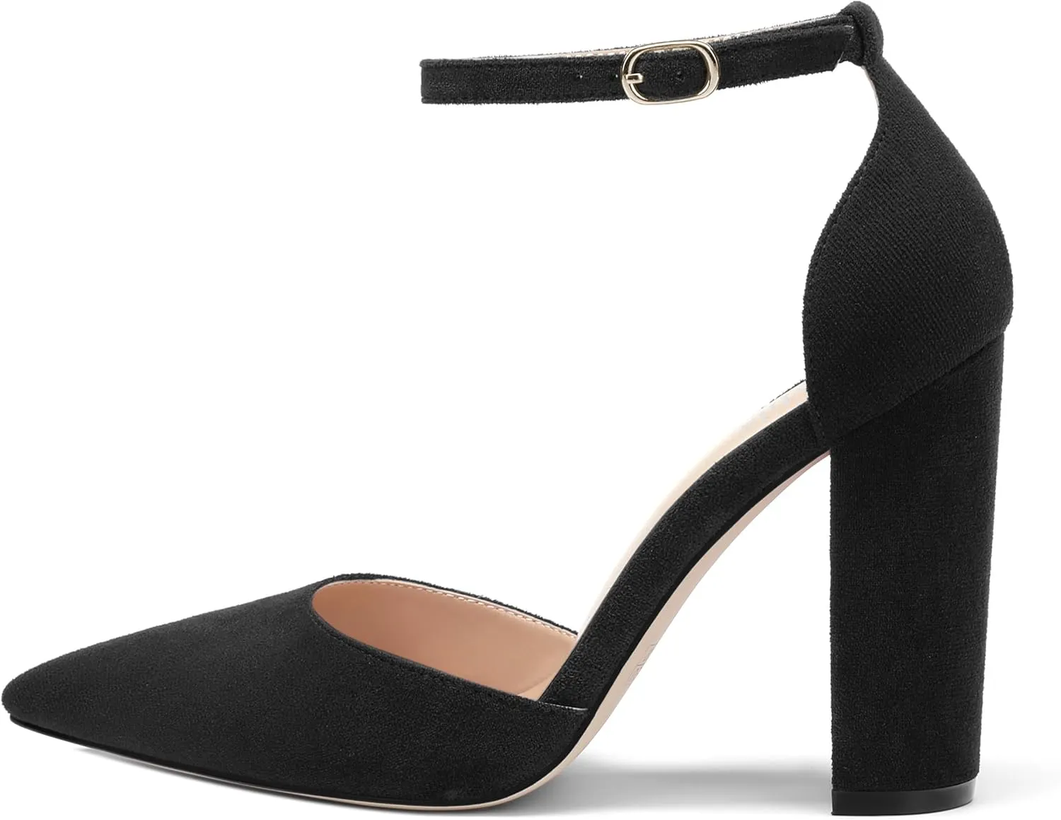 Ankle Strap Heels for Women,Chunky Block Closed Pointed Toe Pumps,Dress Wedding Party Shoes 3 Inch
