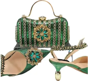 Artistic Mixed Pattern Pointed Toe Pumps and Geometric Handbag Matching Set for Creative Womens Parties