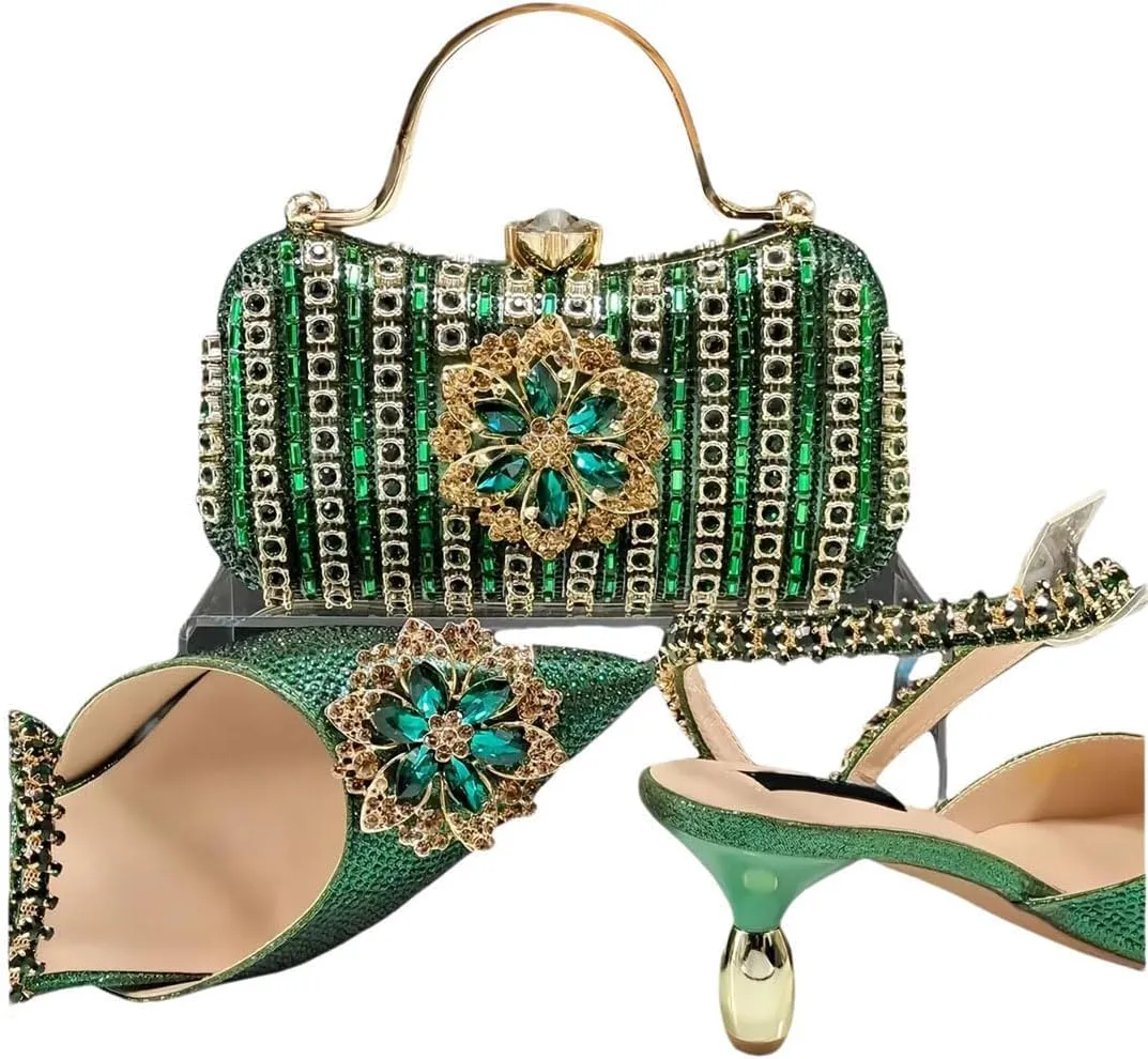 Artistic Mixed Pattern Pointed Toe Pumps and Geometric Handbag Matching Set for Creative Womens Parties