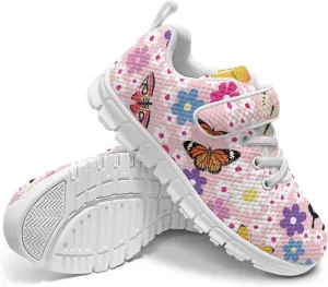 Athletic Sneaker for Boys,Girls Non-Slip Mesh Sneakers with White Sole,Children's Single Buckle Sneakers as Gifts