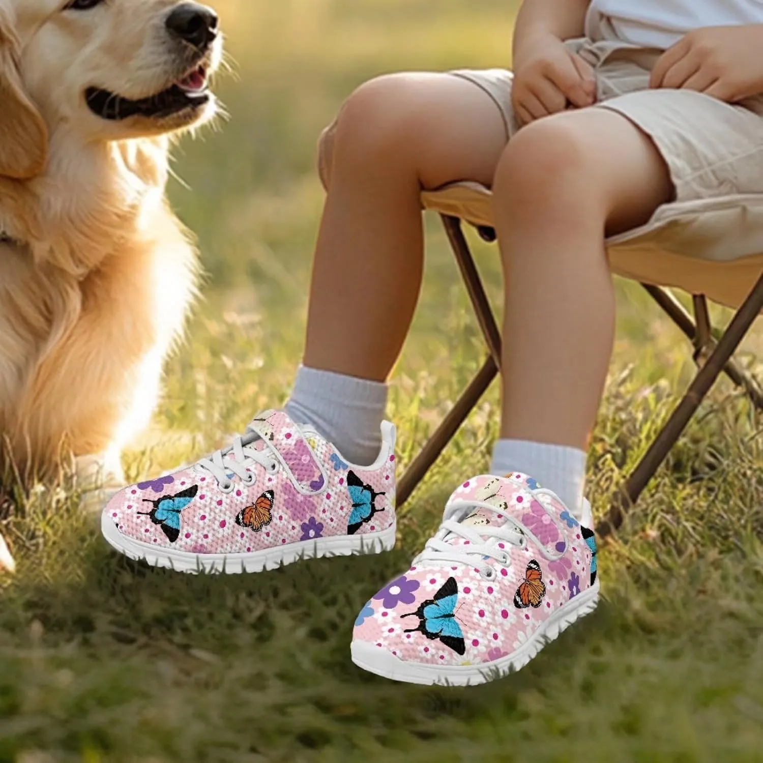 Athletic Sneaker for Boys,Girls Non-Slip Mesh Sneakers with White Sole,Children's Single Buckle Sneakers as Gifts