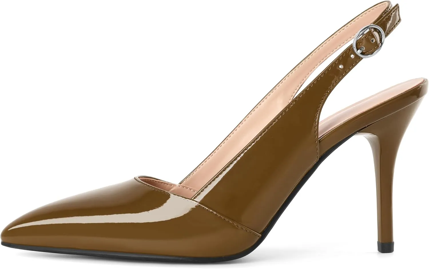 AUMOTED Women's Slingback D'Orsay Slip-on High Heels Pointed Toe Stiletto Ankle-Strap Heel Pump Dress Shoes 3.5 Inch