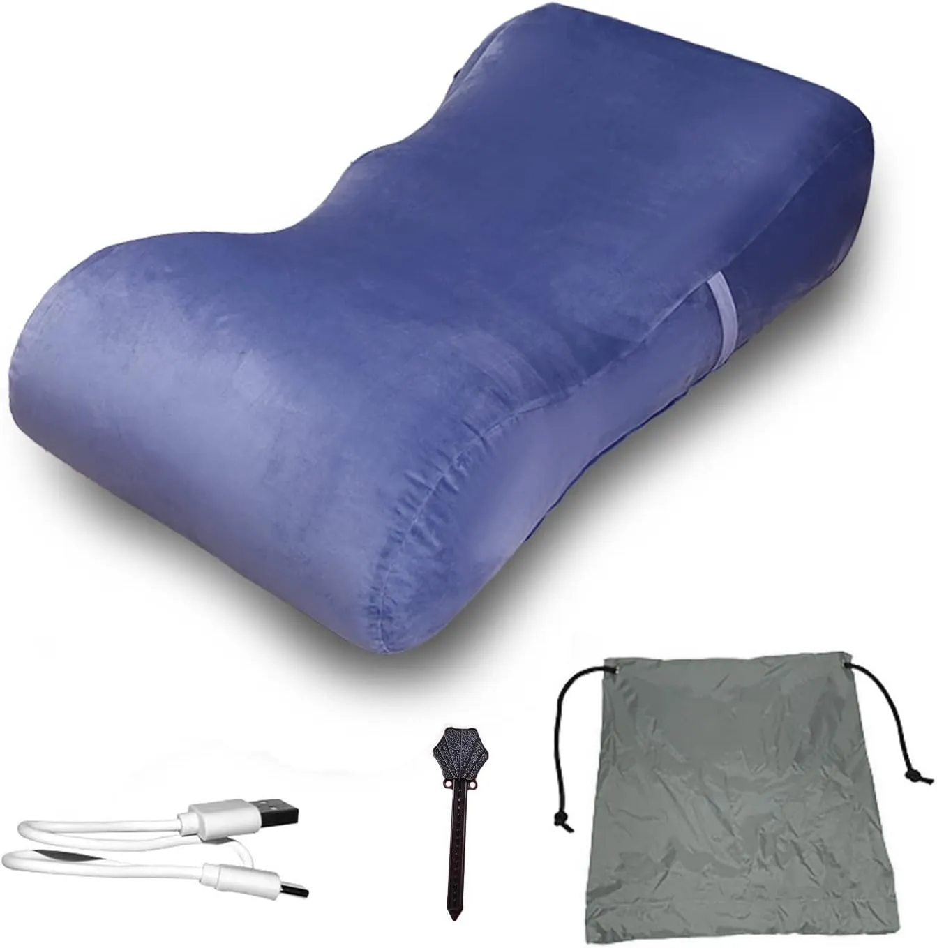 Automatic Inflatable Lounger Air Sofa Inflatable Chair for Adults Waterproof & Anti-Air Leaking, Hammock Air Chair for Outdoor Camping Beach Traveling,Navy blue