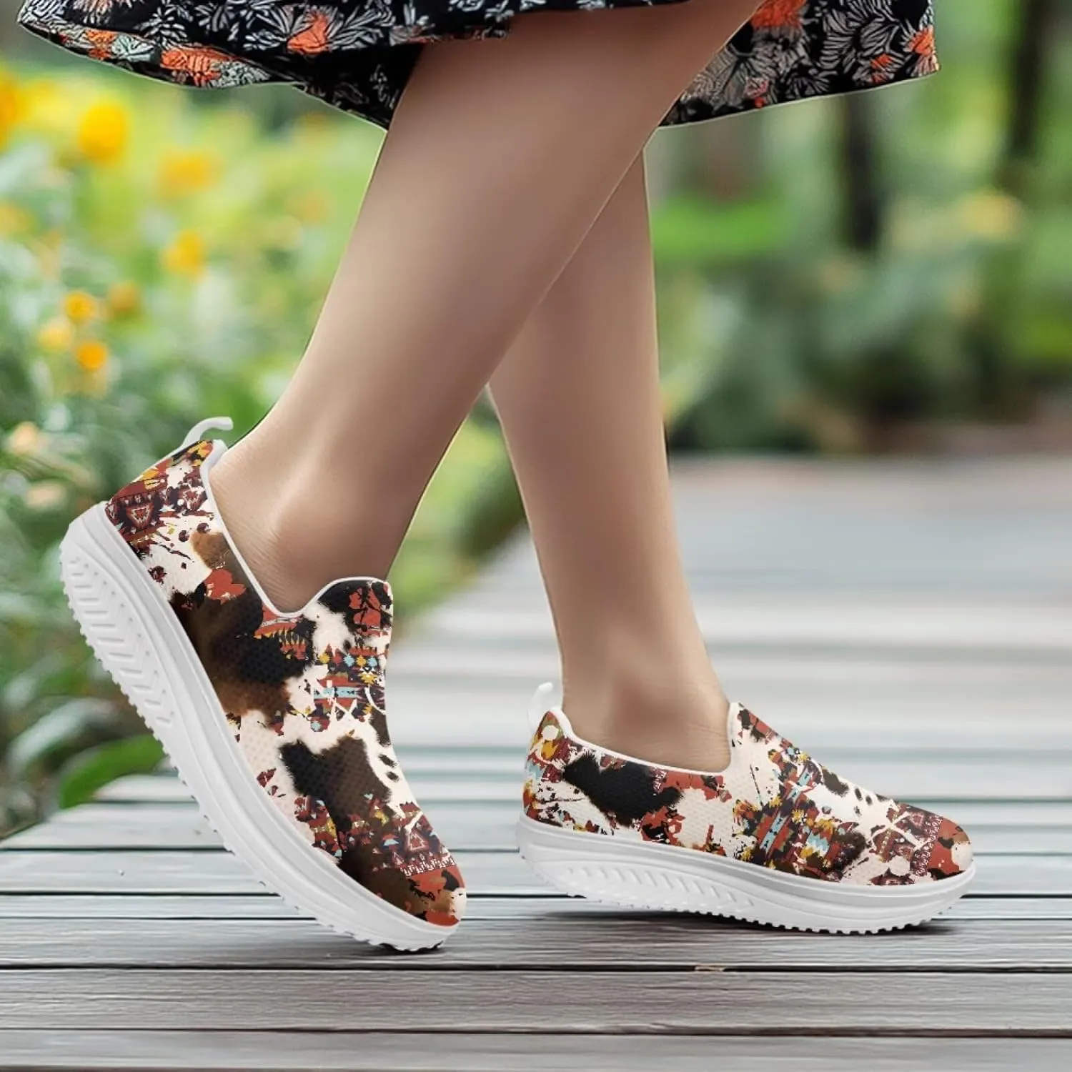 Aztec Tribal Women Fashion Loafers Stylish Slip On Shoes Vintage Dressy Sneaker Walking Slip Resistance