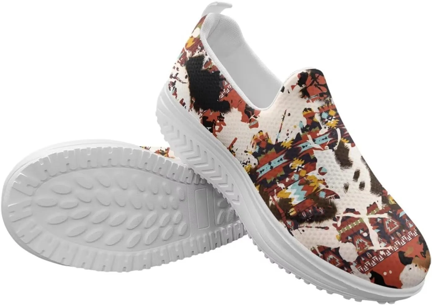 Aztec Tribal Women Fashion Loafers Stylish Slip On Shoes Vintage Dressy Sneaker Walking Slip Resistance