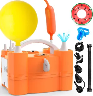 Balloon Pump 3-in-1 Electric Air Pump for All Balloons& Inflatables, Triple Inflating Ports for Latex 260q Foil Mylar Balloon Inflation, Quick-Fill Inflator Deflator for Pool Floats Air Beds