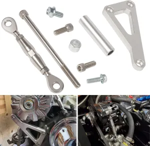 Billet Alternator Bracket Adjustable Kit for Chevy SBC 305 327 350 383 5.0L 5.7L V8 Eight Cylinder Long Water Pump Polished Aluminum for Chevy Small Block Engine