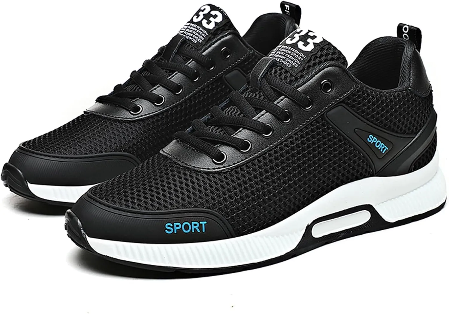 BMINFEE Men's Invisible Height Increasing Elevator Shoes 2.5 Inches Taller Lace-up Breathable mesh Lightweight Hip Hop Fashion Sneakers