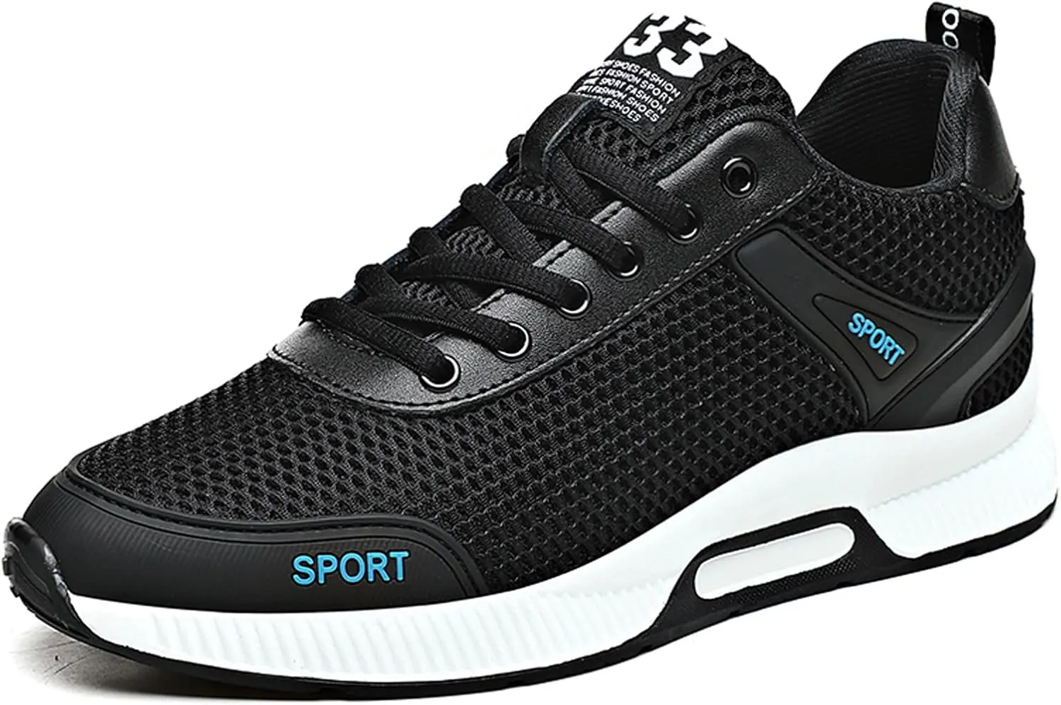BMINFEE Men's Invisible Height Increasing Elevator Shoes 2.5 Inches Taller Lace-up Breathable mesh Lightweight Hip Hop Fashion Sneakers
