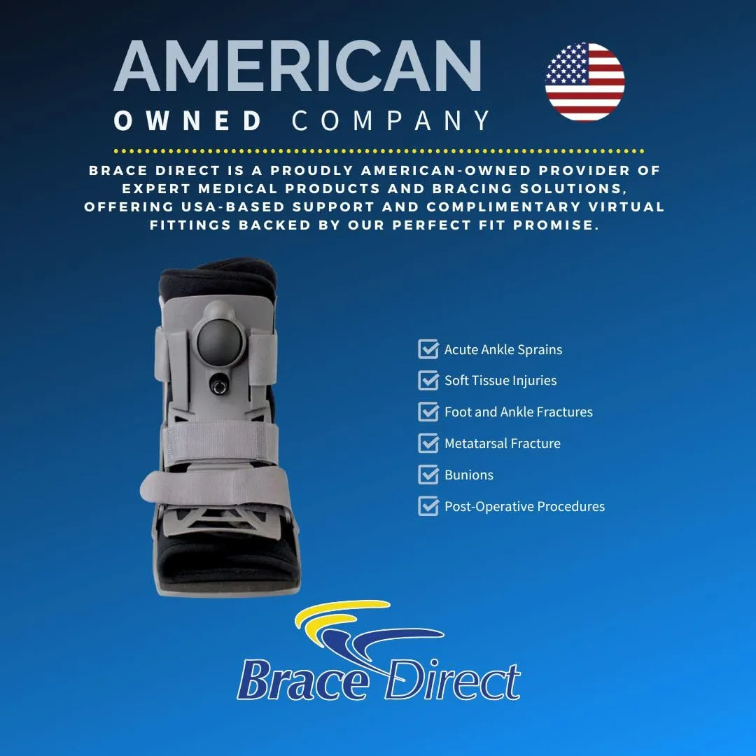 Brace Direct Short Full Shell Walking Boot with Air Pump – Low-Profile Orthopedic CAM Walker for Foot & Ankle Fractures, Sprains & Post-Op Recovery Medium (US Shoe Men 8-10 / Women 9-11)