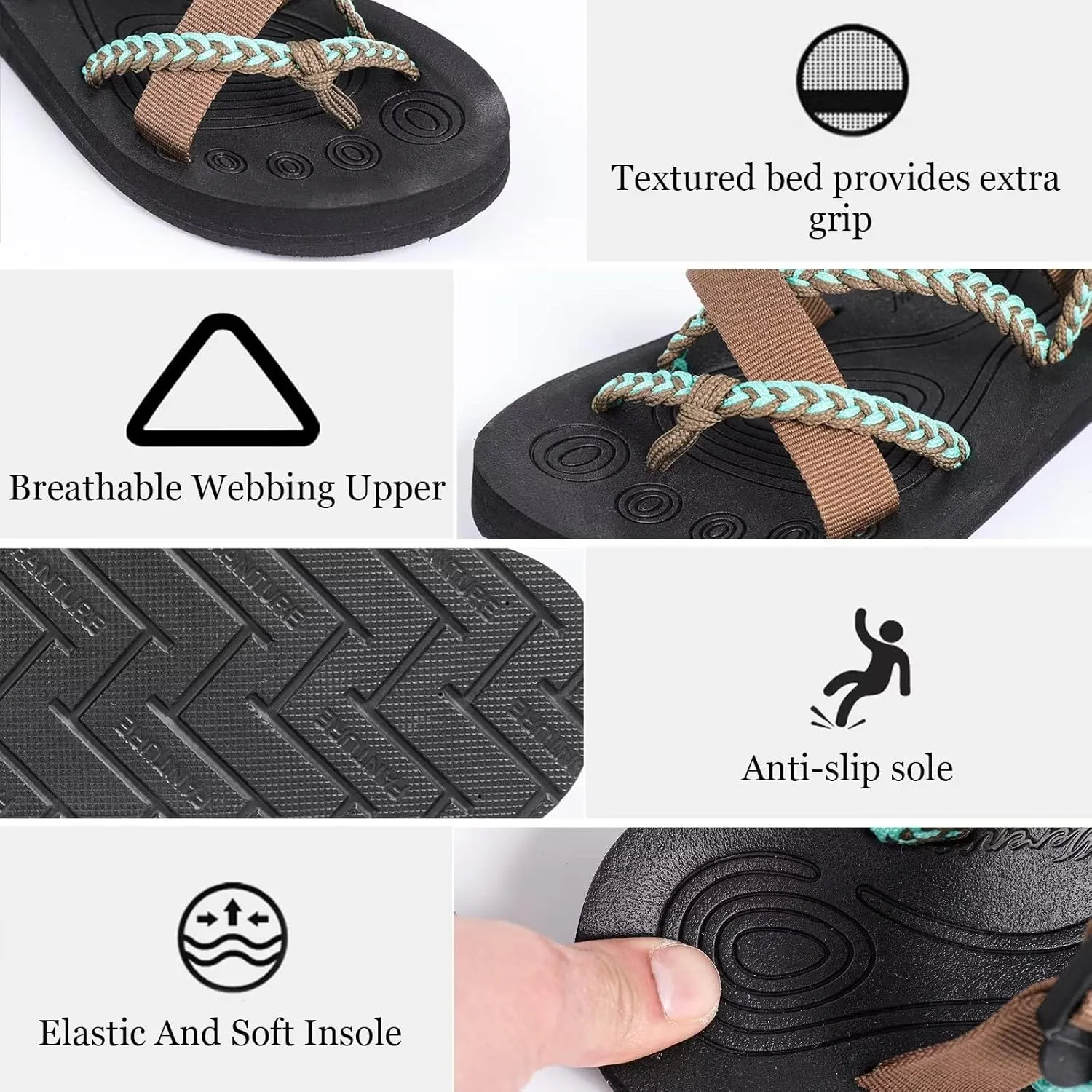 CIOR Women's Sport Sandals Hiking Sandals with Arch Support Yoga Mat Insole Outdoor Light Weight Water Shoes