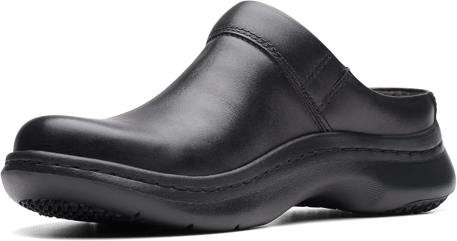 Clarks Unisex ClarksPro Clog Sneaker, Black Leather, 7.5 Wide US Women