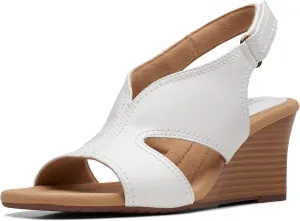 Clarks Womens Kyarra Aster Leather Wedge Sandals