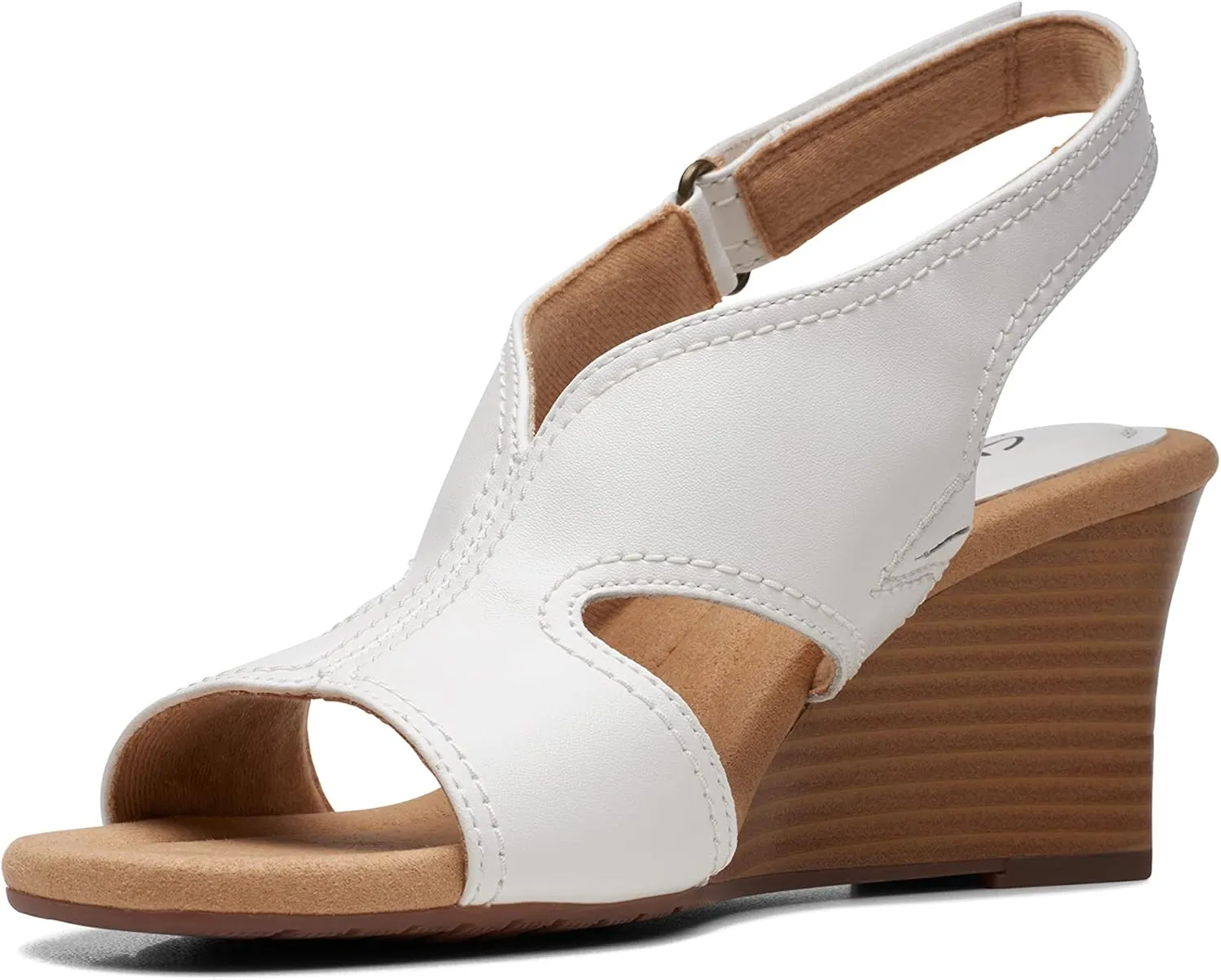 Clarks Womens Kyarra Aster Leather Wedge Sandals