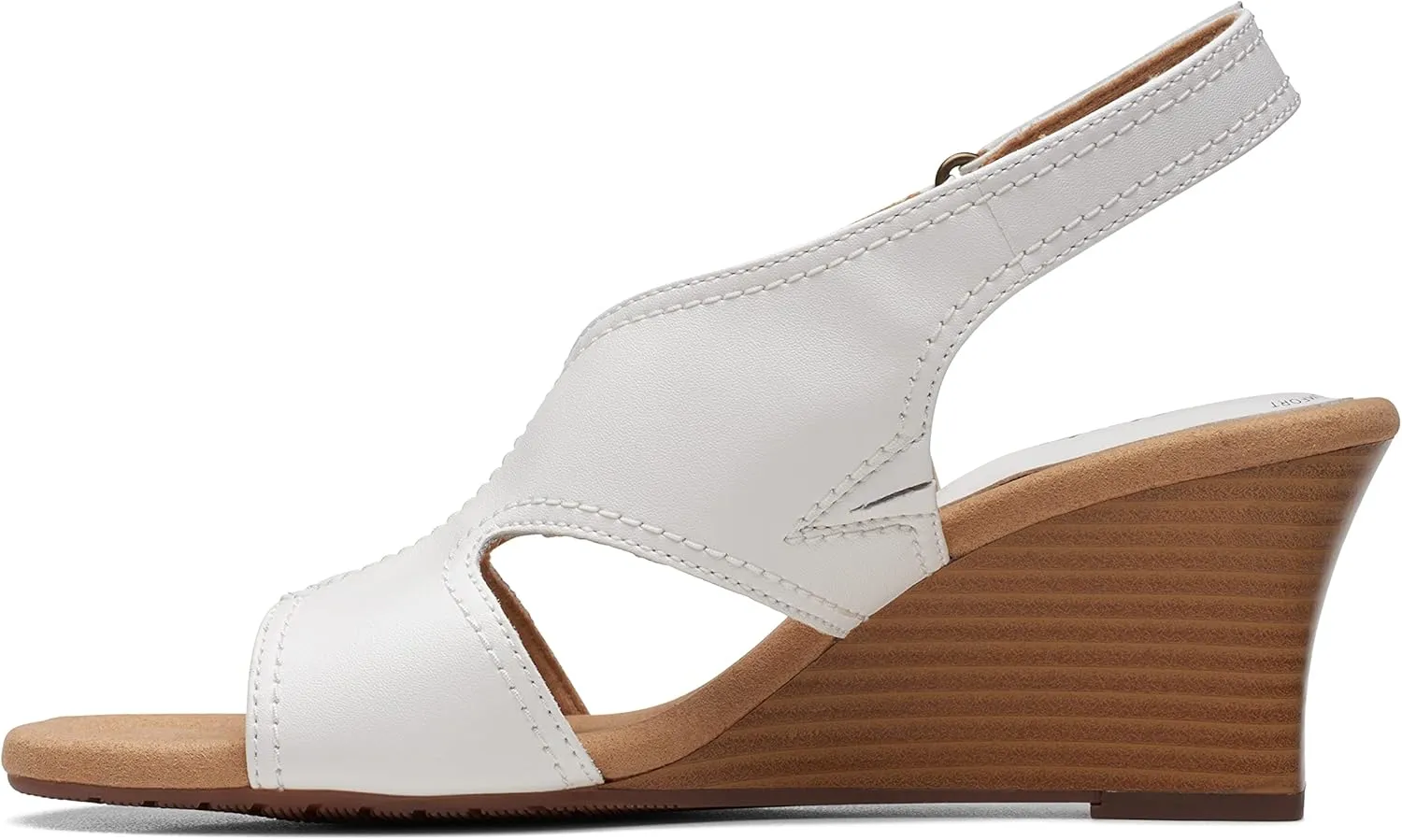 Clarks Womens Kyarra Aster Leather Wedge Sandals
