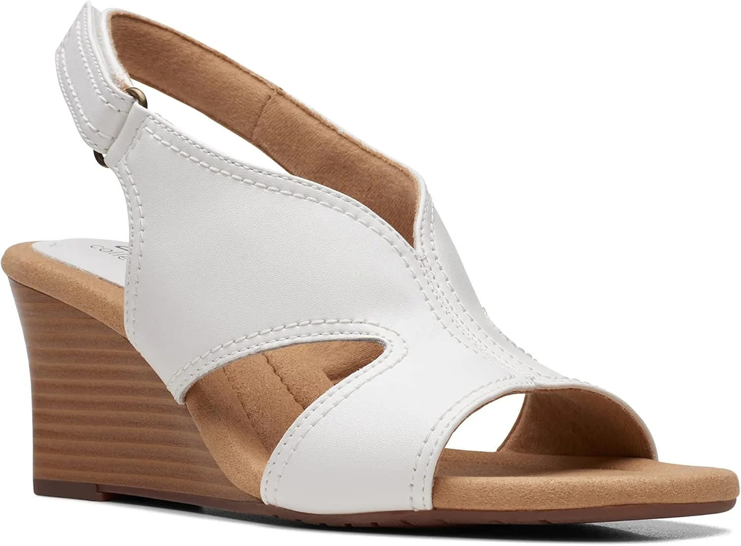 Clarks Womens Kyarra Aster Leather Wedge Sandals