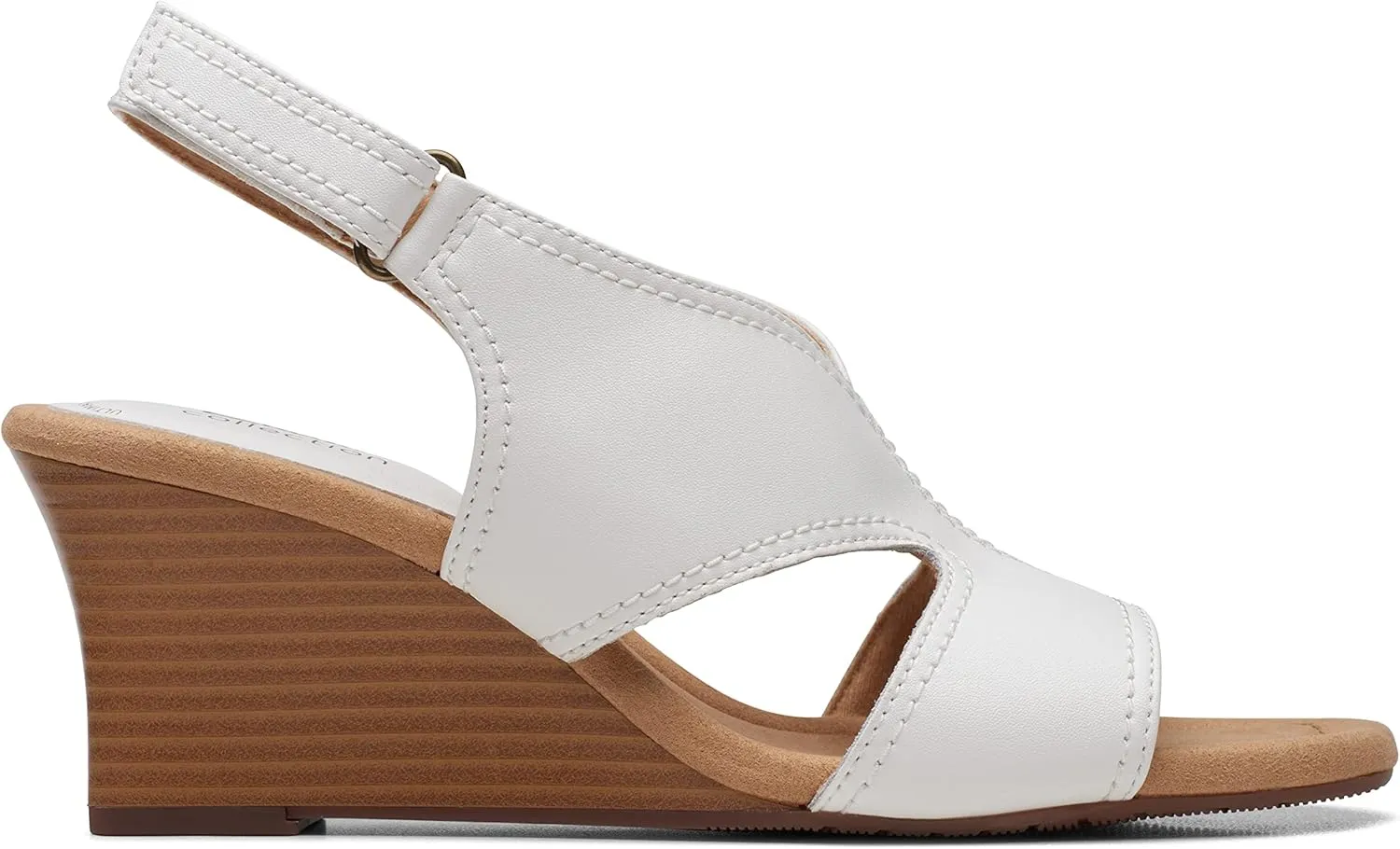 Clarks Womens Kyarra Aster Leather Wedge Sandals