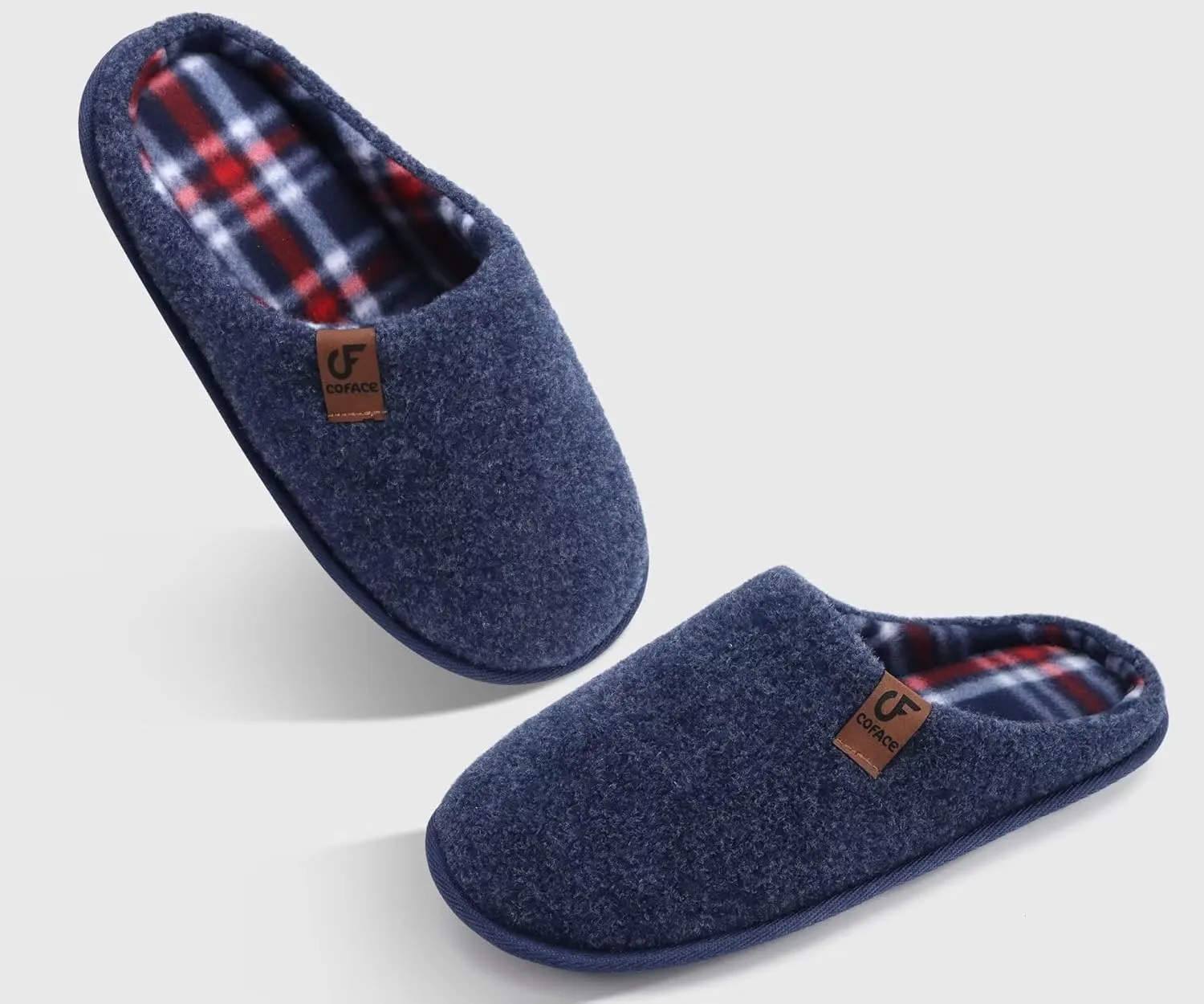 COFACE Unisex Mens Womens Cozy Memory Foam Scuff Slippers Casual Slip On Warm House Shoes Indoor/Outdoor Felt Sandal Slippers With Arch Support Rubber Sole Size 4-15