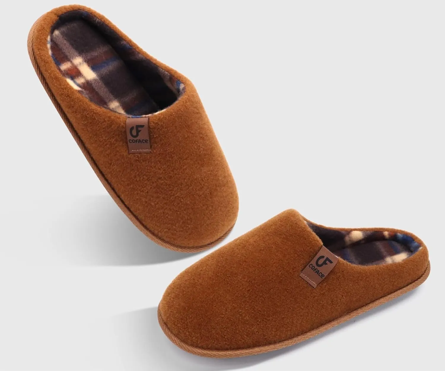 COFACE Unisex Mens Womens Cozy Memory Foam Scuff Slippers Casual Slip On Warm House Shoes Indoor/Outdoor Felt Sandal Slippers With Arch Support Rubber Sole Size 4-15
