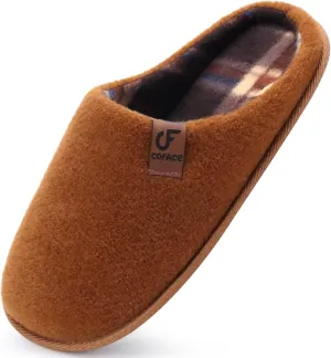 COFACE Unisex Mens Womens Cozy Memory Foam Scuff Slippers Casual Slip On Warm House Shoes Indoor/Outdoor Felt Sandal Slippers With Arch Support Rubber Sole Size 4-15