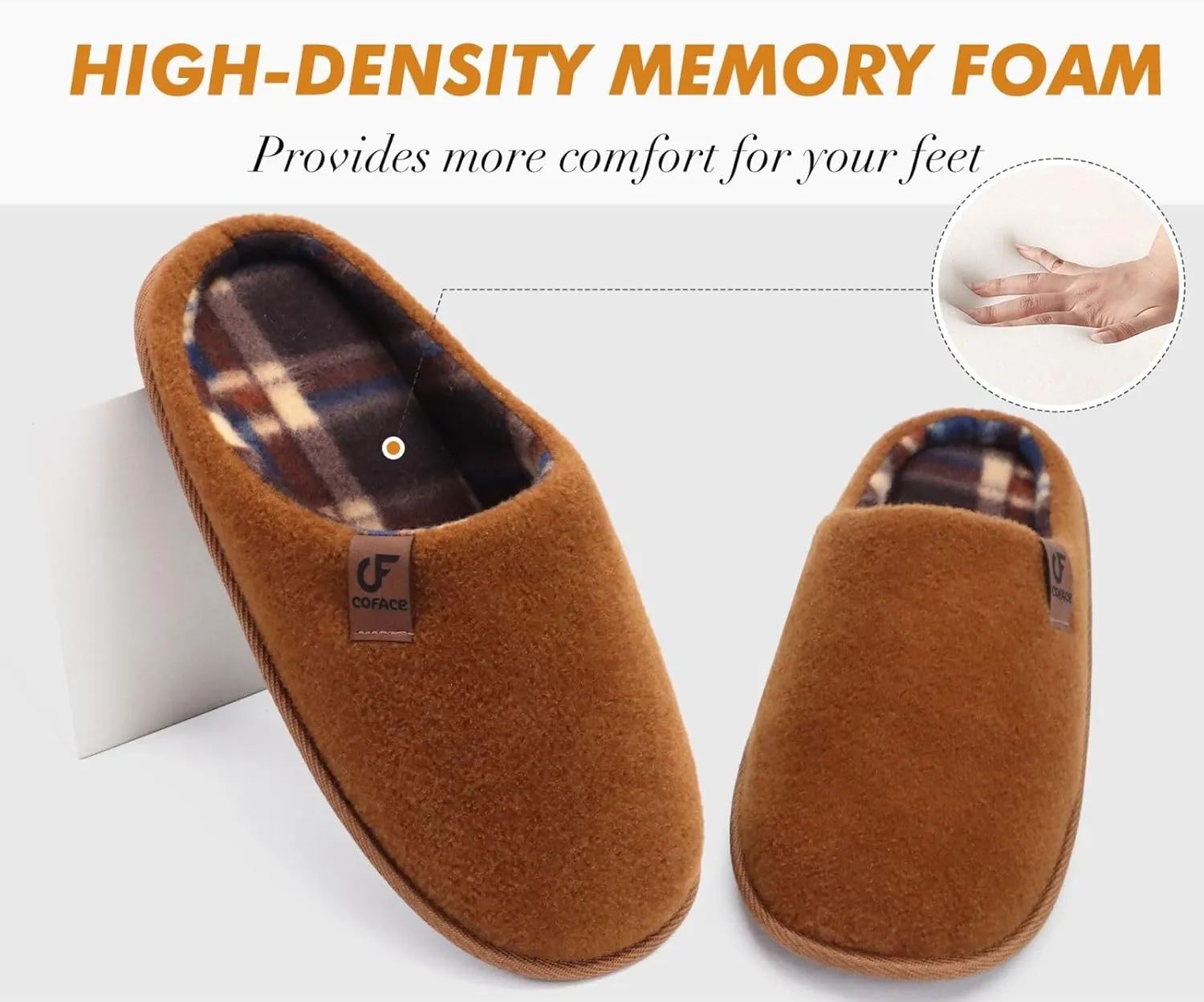 COFACE Unisex Mens Womens Cozy Memory Foam Scuff Slippers Casual Slip On Warm House Shoes Indoor/Outdoor Felt Sandal Slippers With Arch Support Rubber Sole Size 4-15