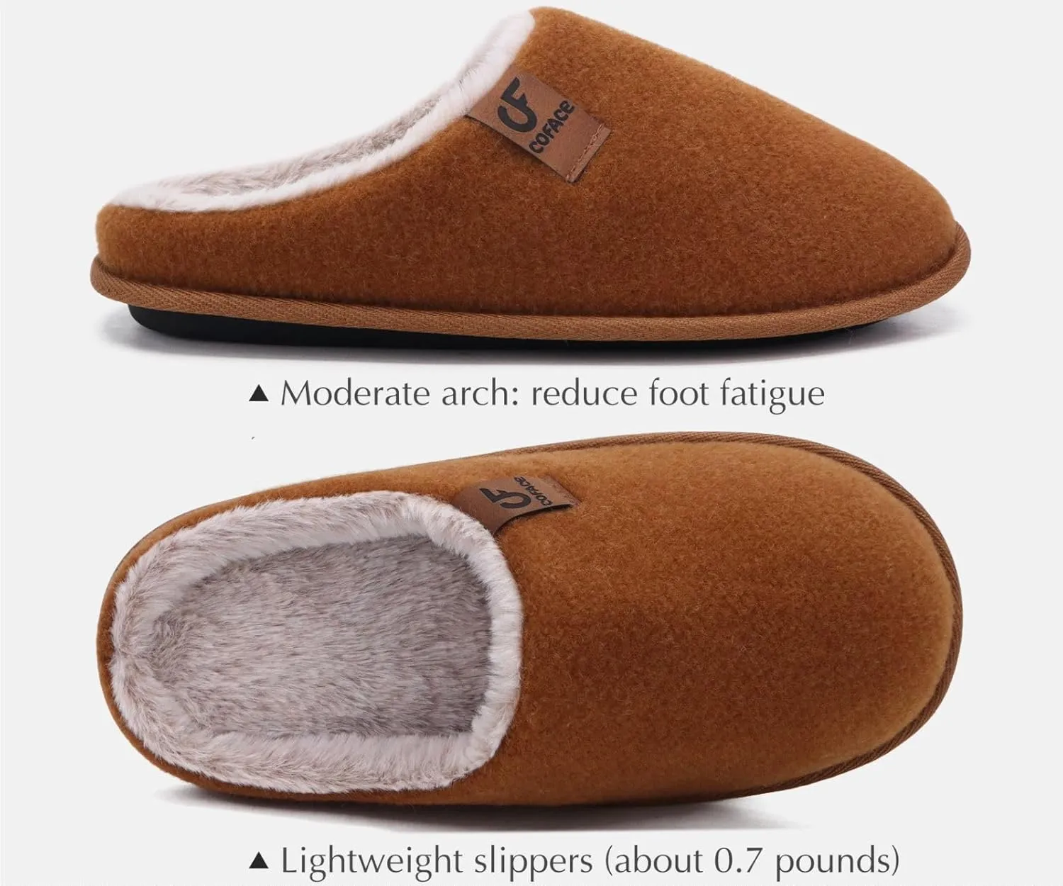 COFACE Unisex Mens Womens Cozy Memory Foam Scuff Slippers Casual Slip On Warm House Shoes Indoor/Outdoor Sandal Slippers With Arch Support Rubber Sole Size 4-15