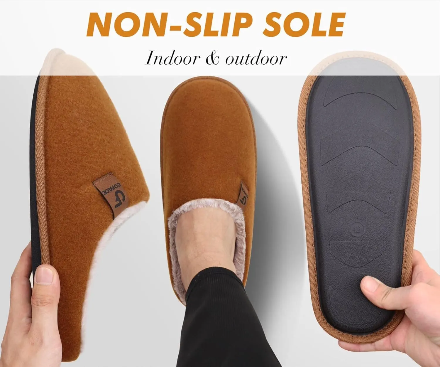COFACE Unisex Mens Womens Cozy Memory Foam Scuff Slippers Casual Slip On Warm House Shoes Indoor/Outdoor Sandal Slippers With Arch Support Rubber Sole Size 4-15