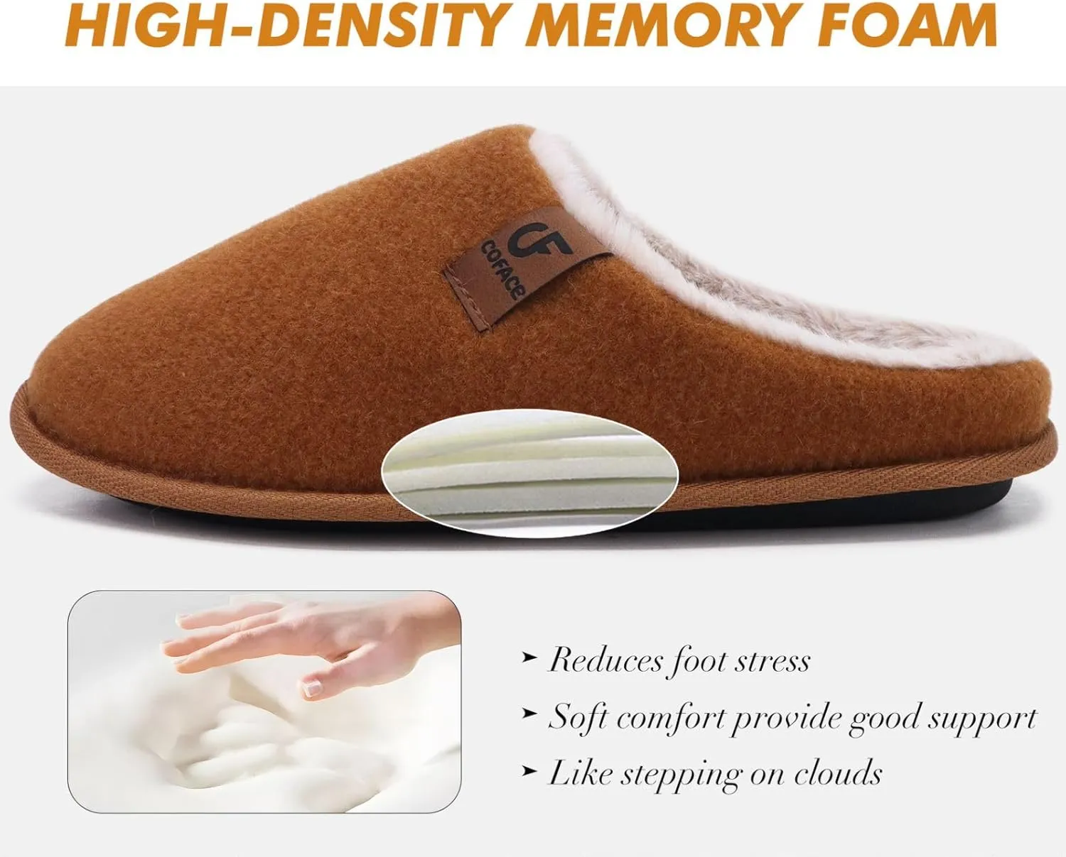 COFACE Unisex Mens Womens Cozy Memory Foam Scuff Slippers Casual Slip On Warm House Shoes Indoor/Outdoor Sandal Slippers With Arch Support Rubber Sole Size 4-15