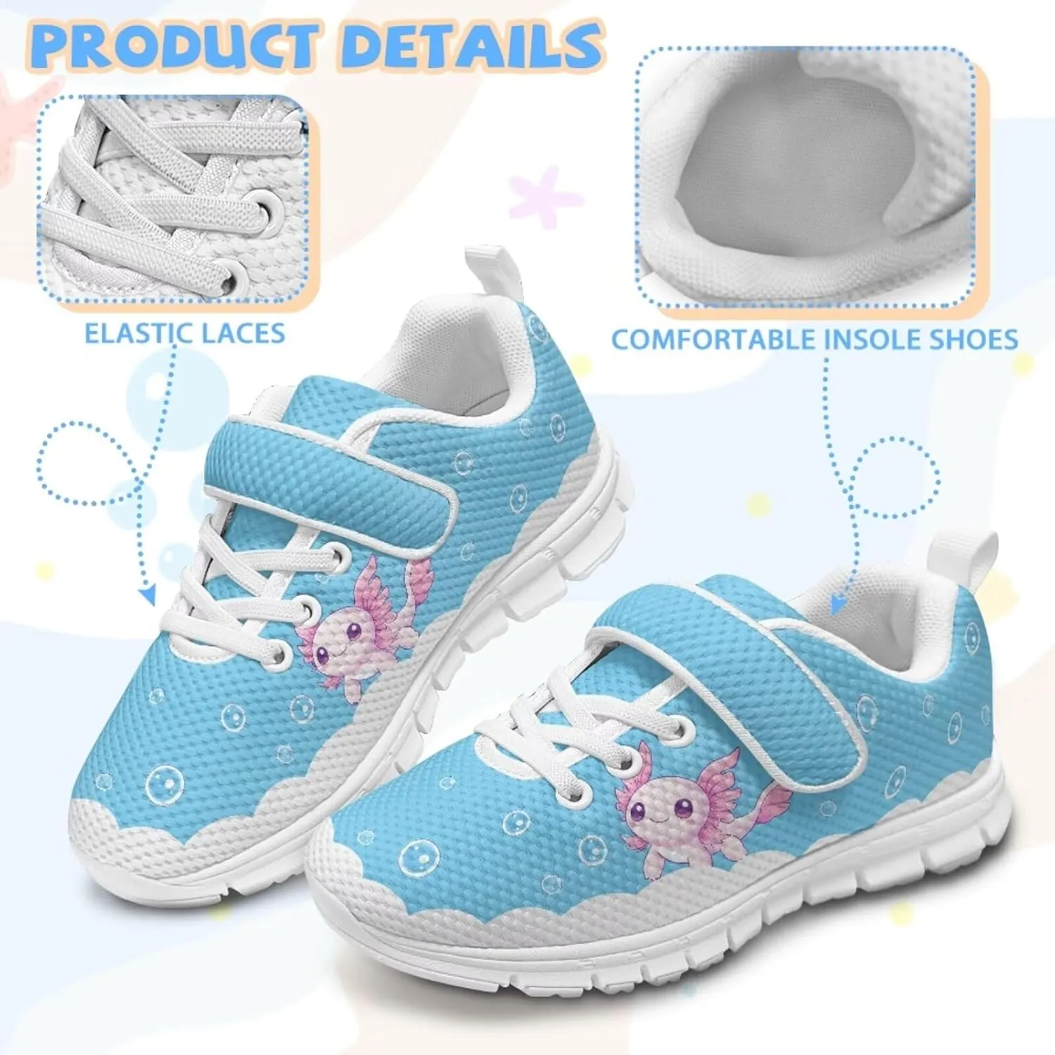 Coloranimal Kids Sneakers Slip On Sneaker Comfort Casual Running Tennis School Low Top Sneaker Athletic Walking Shoes for Boy Girls