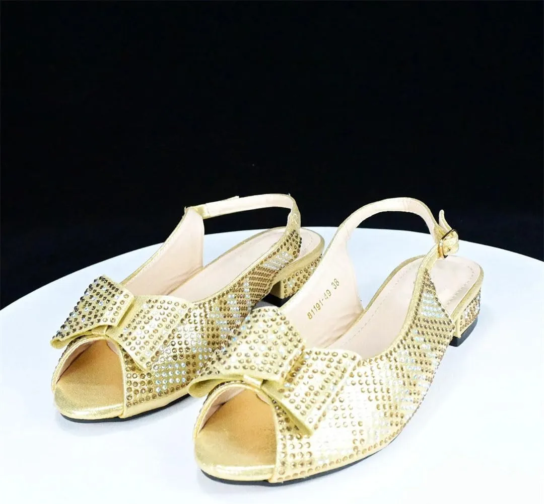 Comfortable Low Heel African Design Casual Leather Slippers Ladies Shoes Crossbody Bag Set