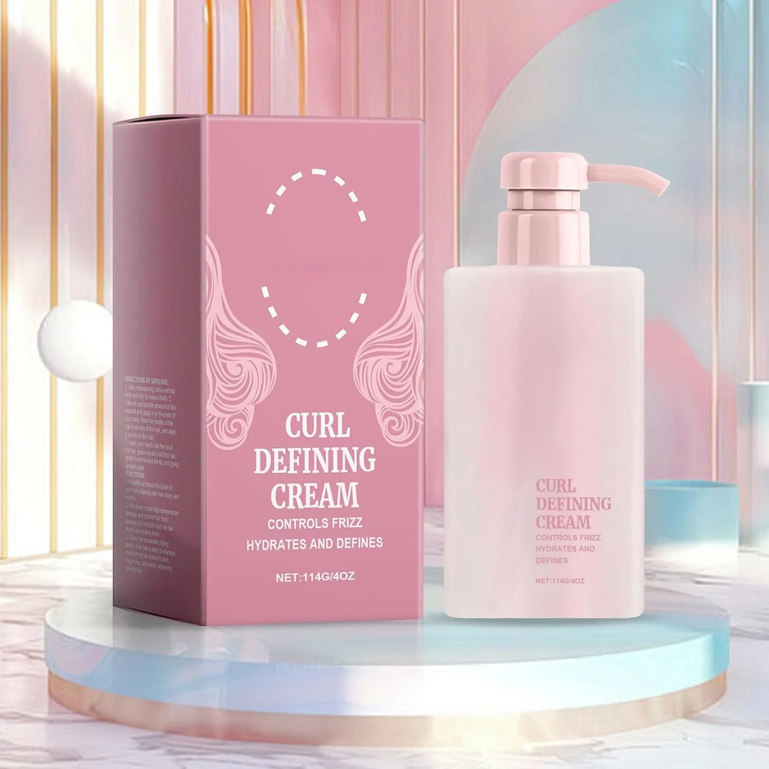 Curl Defining Cream, Curl Defining Cream for Frizz Control, Hydrating Hair Styling Cream, Smoothing for Curly & Wavy Hair Hair Styling Cream Lightweight Curl Cream Defining Cream for Curly Hair(2pc)