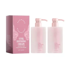 Curl Defining Cream, Curl Defining Cream for Frizz Control, Hydrating Hair Styling Cream, Smoothing for Curly & Wavy Hair Hair Styling Cream Lightweight Curl Cream Defining Cream for Curly Hair(2pc)
