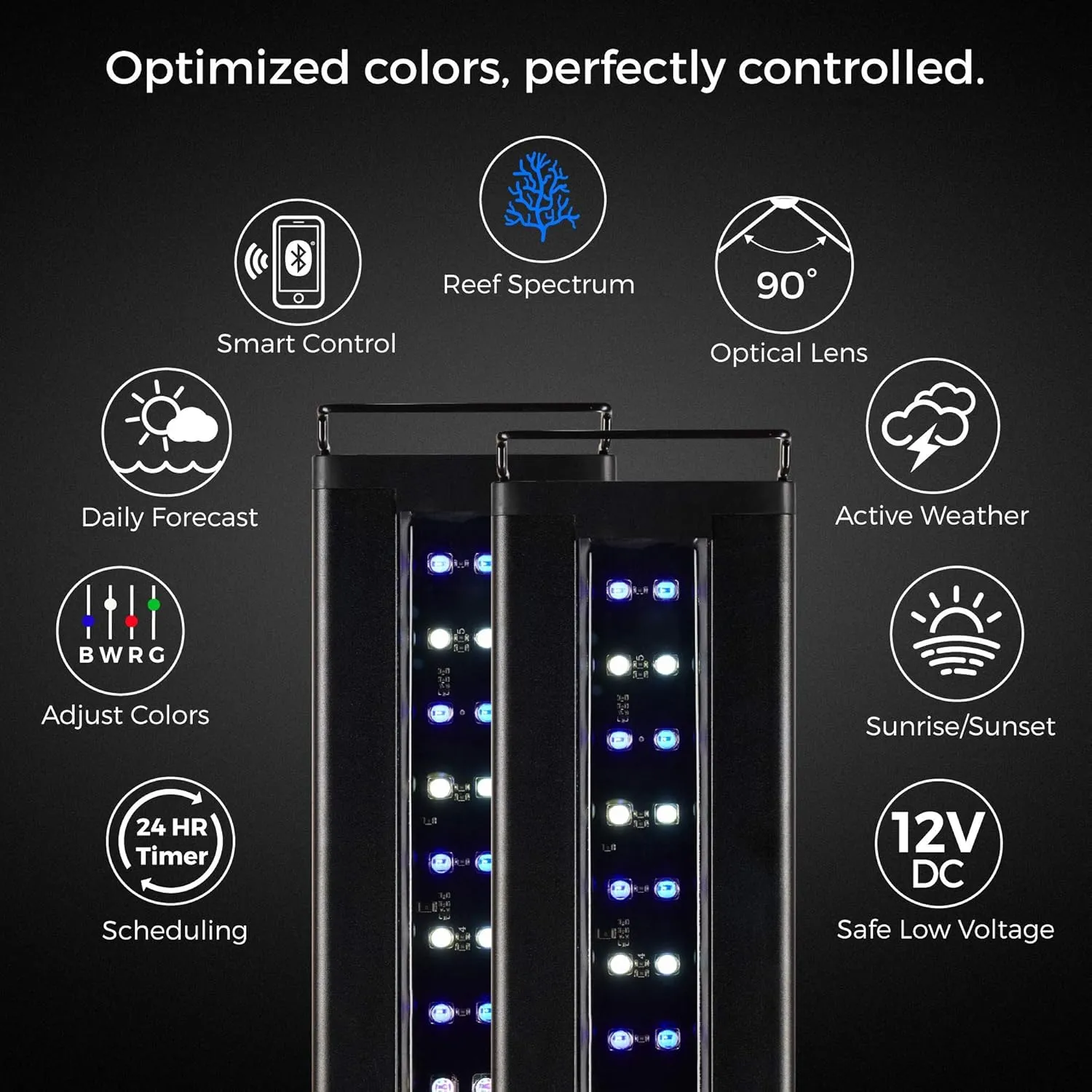 Current USA Dual 72" Inch Orbit Marine PRO IC Loop LED Saltwater Reef Marine Aquarium Light with Bluetooth App Control | Wireless Lighting & eFlux Wave Pump Control for Fish Tank (4338)